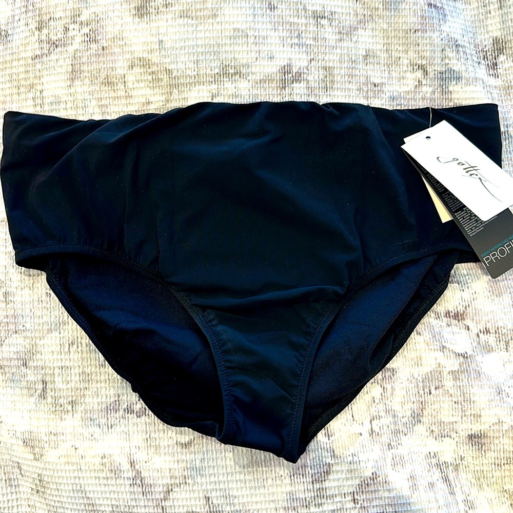 NWT GOTTEX Profile Swimsuit Bikini BOTTOMS HI RISE Size 14-16 Black